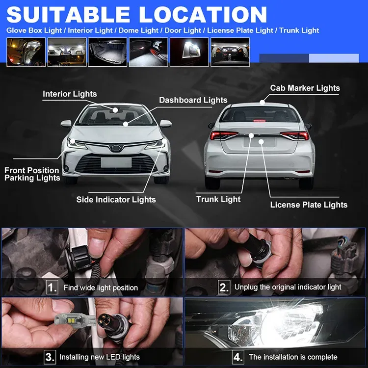 Emitting Color: green - New T10 LED W5W Super bright Polarity Free Plastic Protect smd Car Interior Light Read Door License Plate Wedge Lamp 12V White