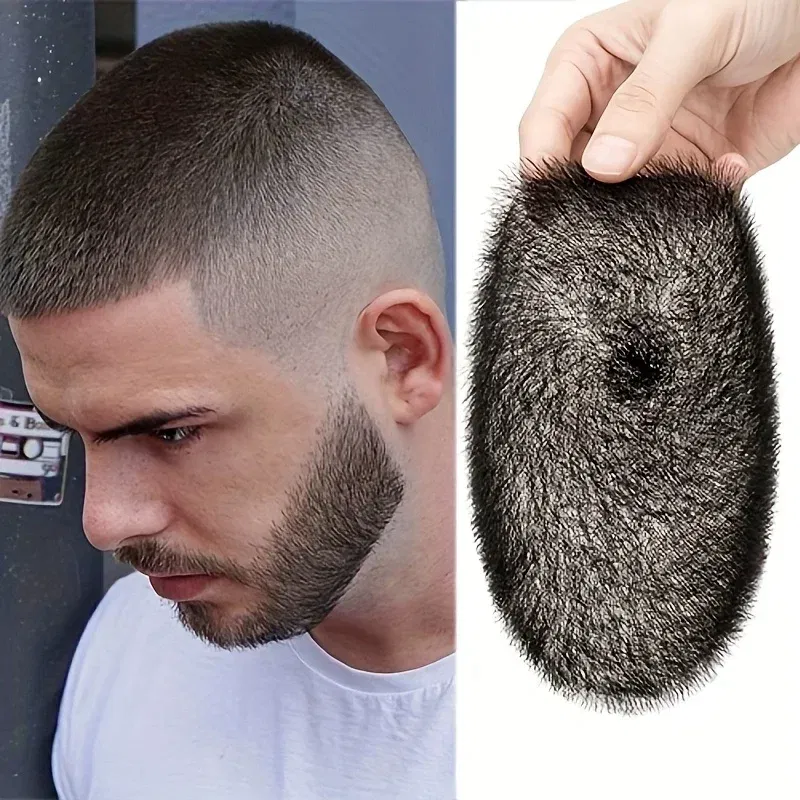 Toupee Color: 30R#, Toupee Density: 110% - PROKYVITY 11g Buzz Short Cut Men's Toupee Human Hair Natural Male Hair Replacement System PU Invisible Extension Hairpiece