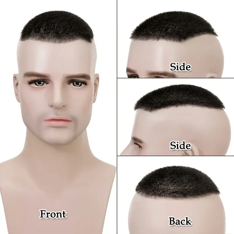 Toupee Color: 30R#, Toupee Density: 110% - PROKYVITY 11g Buzz Short Cut Men's Toupee Human Hair Natural Male Hair Replacement System PU Invisible Extension Hairpiece