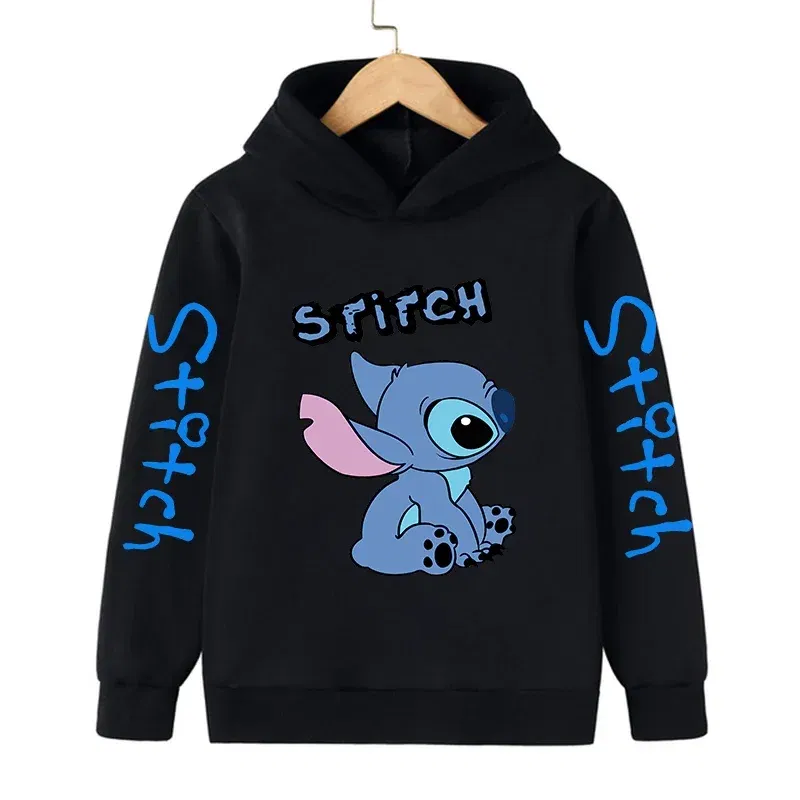 Color: Khaki, Size: >40cm - New in Cool Stitch Hoodie Children Cartoon Clothes Kid Girl Boy Lilo and Stitch Sweatshirt Manga Hoody Baby Casual Top