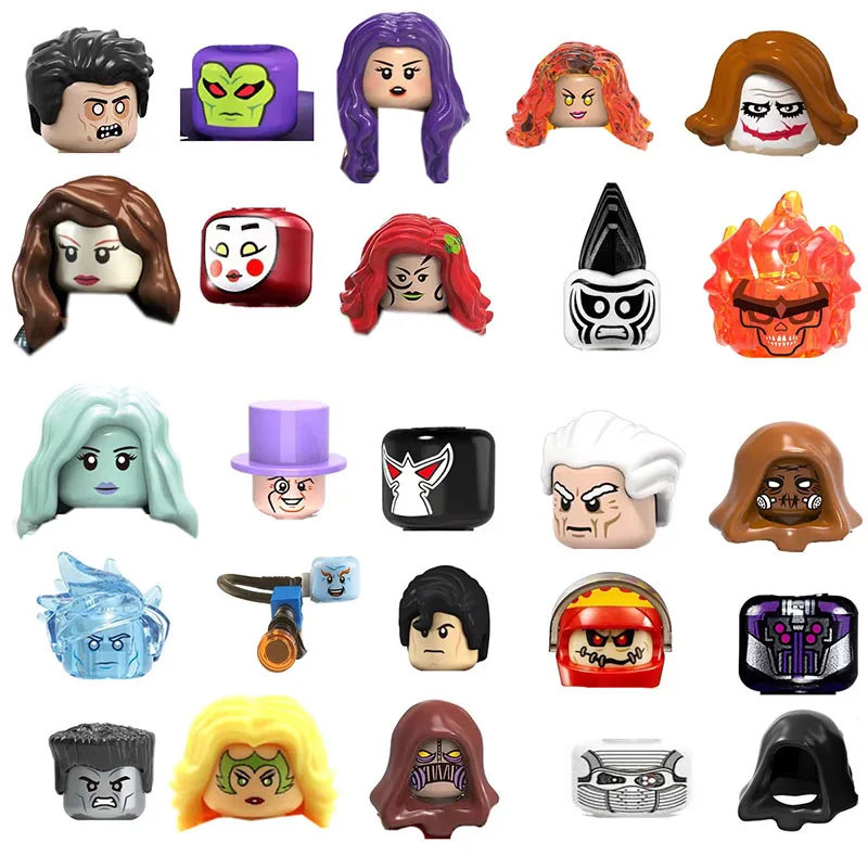 Color: LIME - MOC Series  Figures Head Building Blocks Figures Accessories Bricks For Children Collection Toys Gift