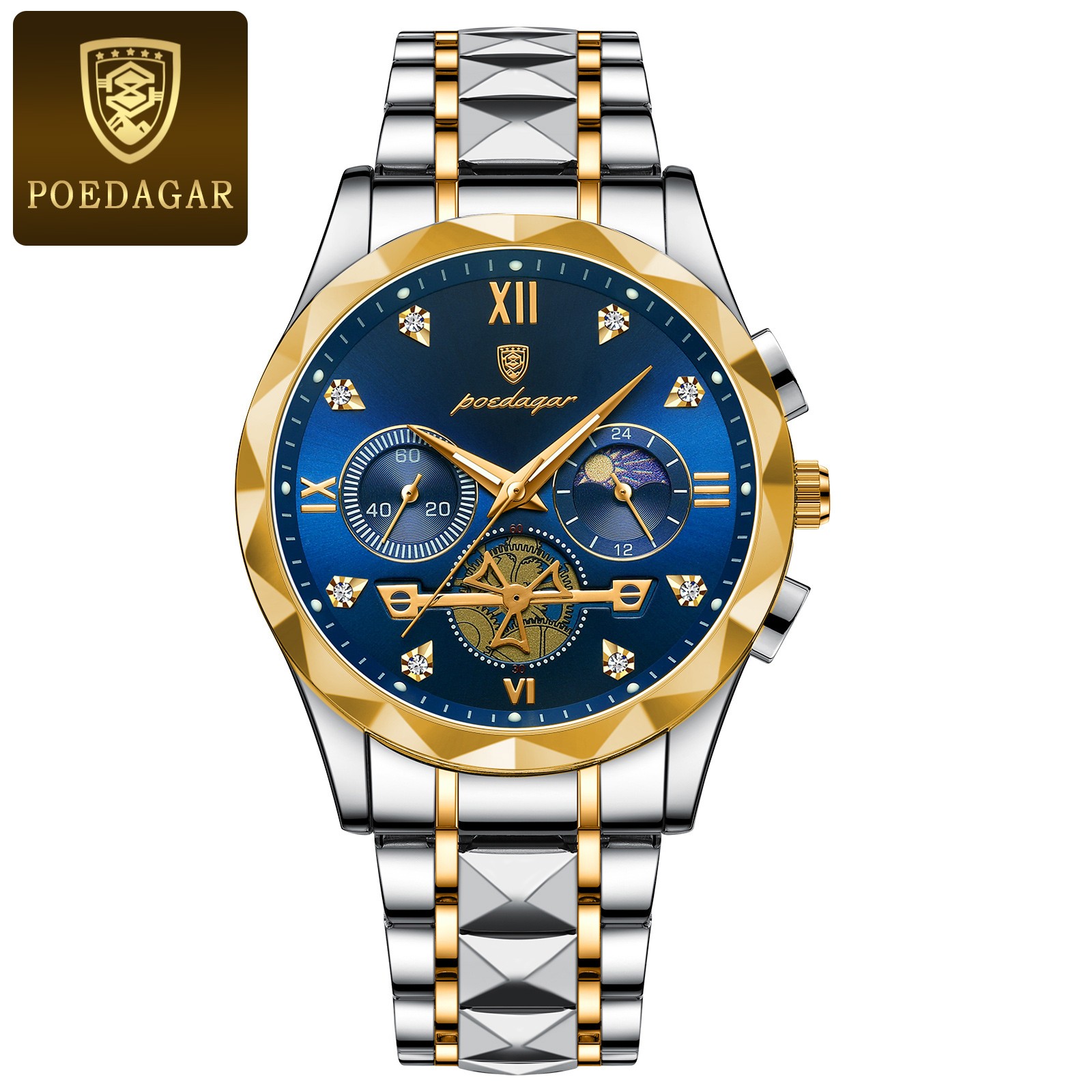 POEDAGAR Luxury Mens Quartz Chronograph Watch