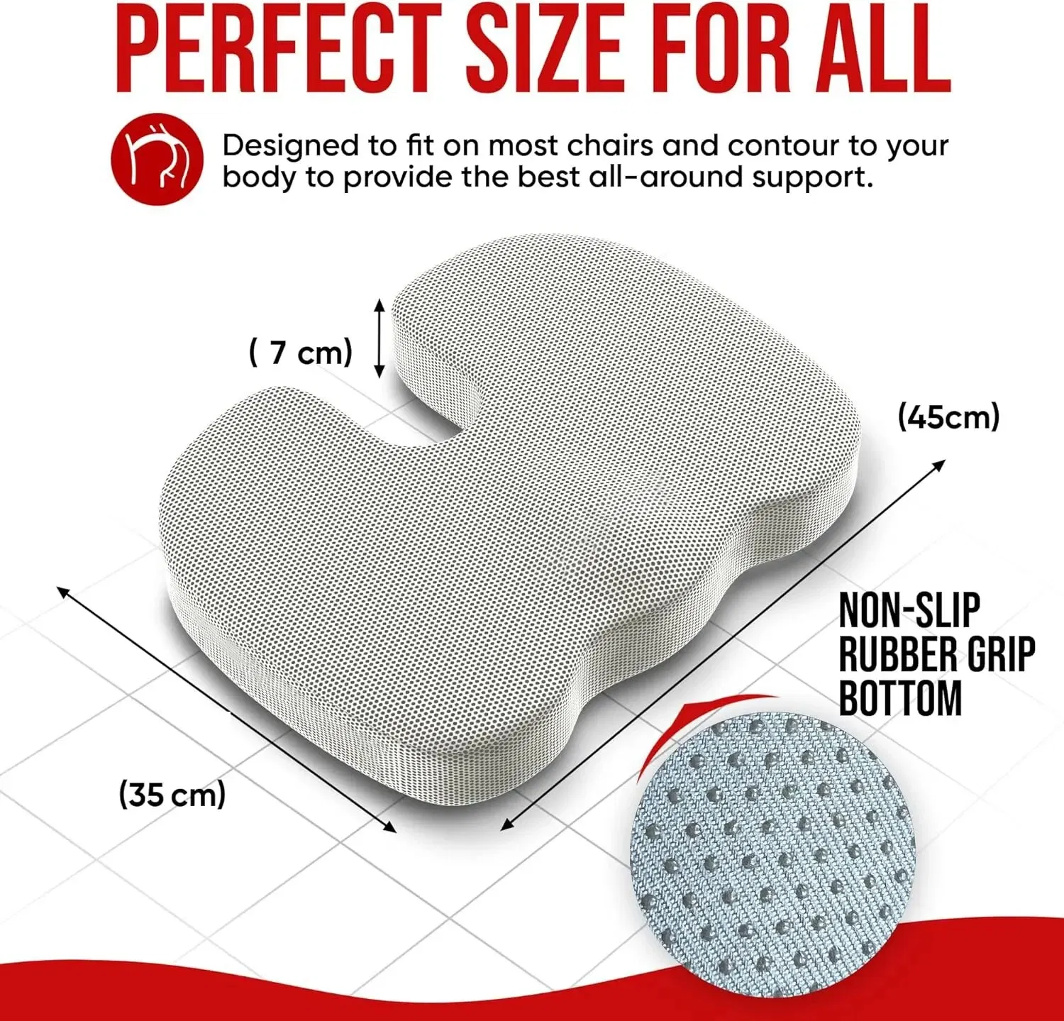 Color: black - Ergonomic Memory Cotton Office Cushion Hemorrhoid Cushion Chair Cushion Sedentary Artifact Student Ass Cushion