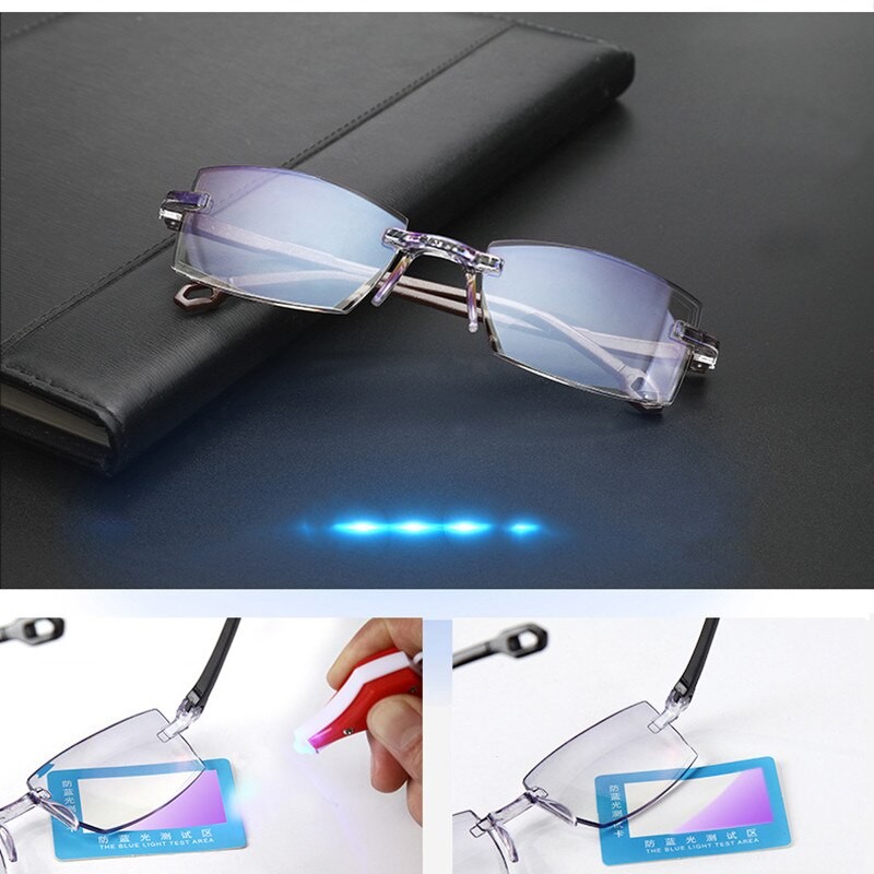 2 Pair Rimless Anti-Blue Light Bifocal Reading Glasses