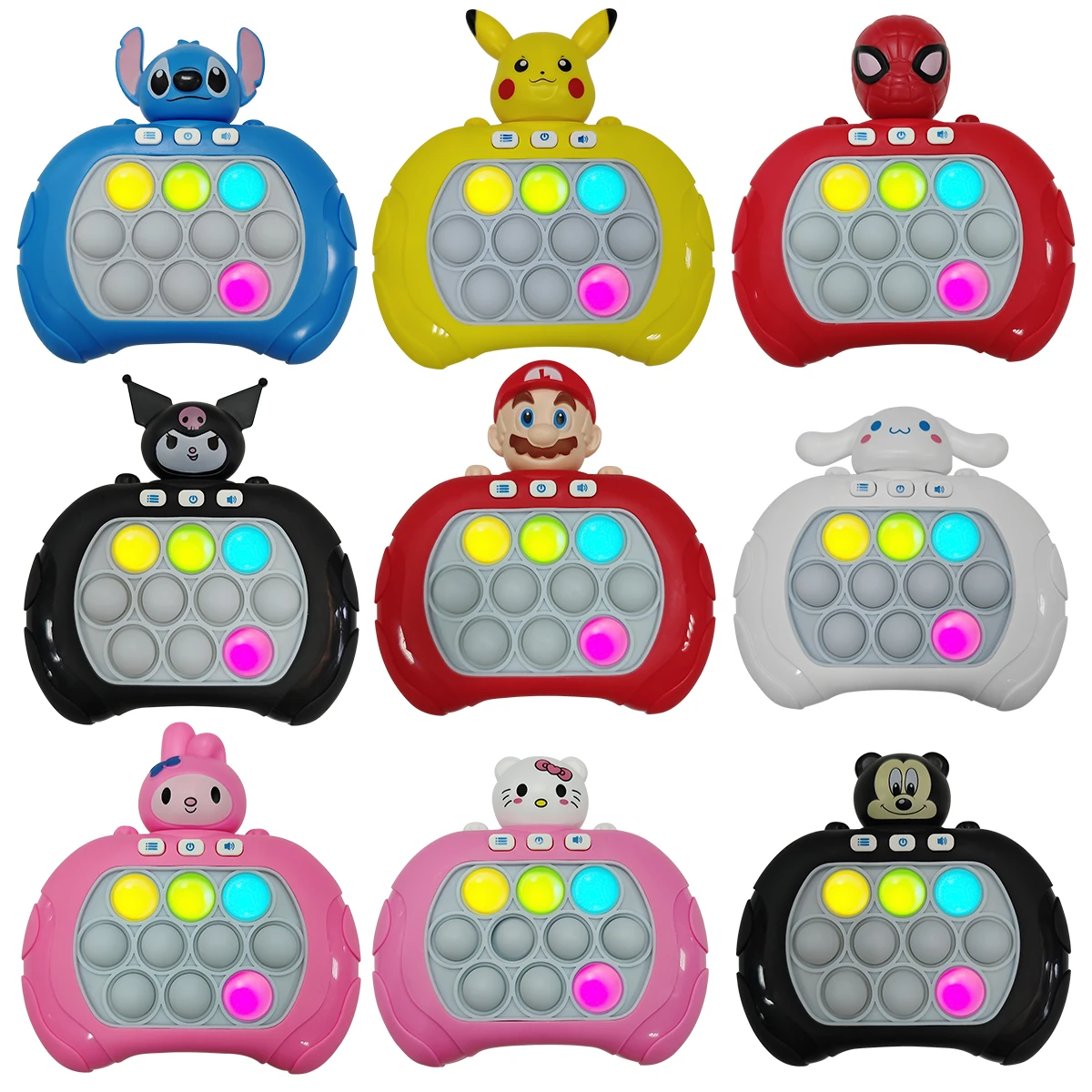 Color: Apricot Yellow - 2024 New Pikachu Quick Push Game Pop Up Fidget Bubble Electronic Pop it Pro Game Light AntiStress Toys For Adult Kids Gift 2024