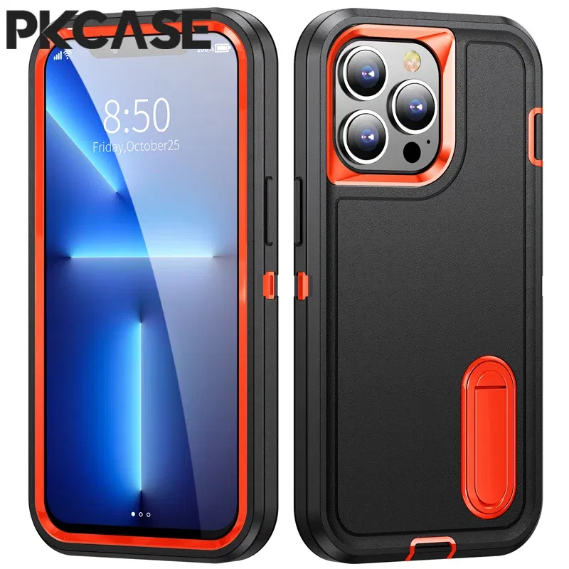 Color: army green, Material: CANVAS - PKCASE Shockproof Case For iPhone 13 Mini 12 11 Pro Max 6 7 8 Plus Bracket Protective Cover For iPhone X XS XR SE 2020 2022