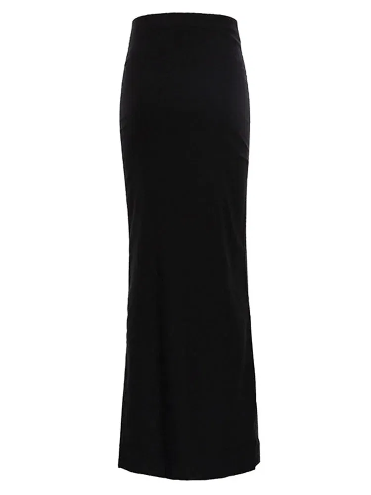 Color: black, Size: L - Fashion For Women Black Long Skirts High Waist Slim Seamless Elegant Ladies Gown Casual Summer 2024 New Female Maxi Skirts