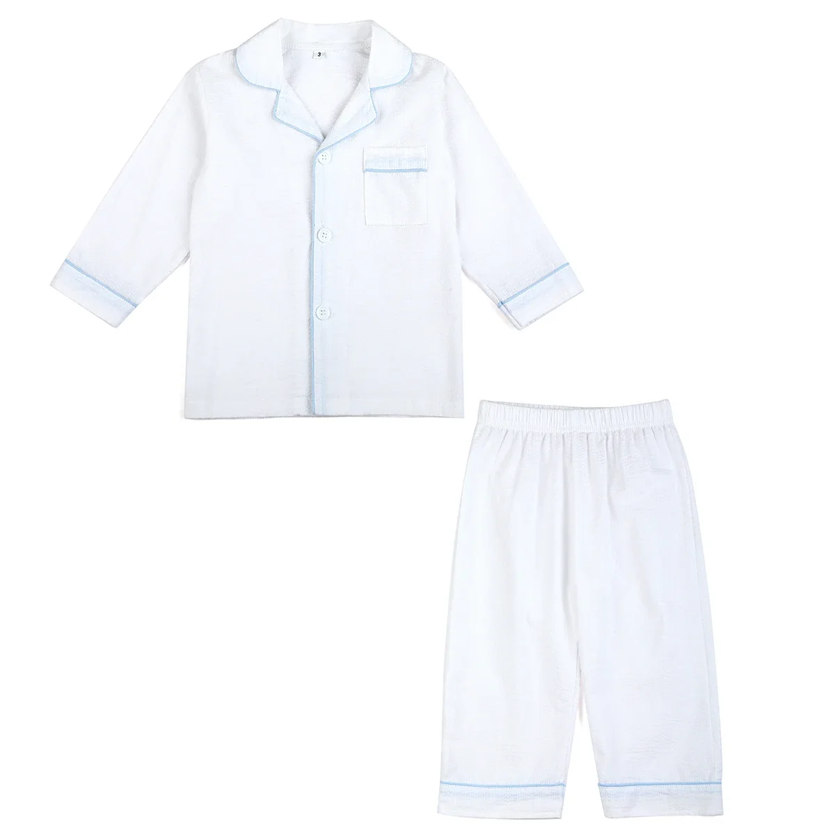 Color: black, Ships From: CHINA, Kid Size: 4T - Ruffkids 100% Cotton Summer Kids Pajamas Sleepwear Seersucker Striped Matching Pjs Boys Clothes Loungewear Girls Pyjamas Set