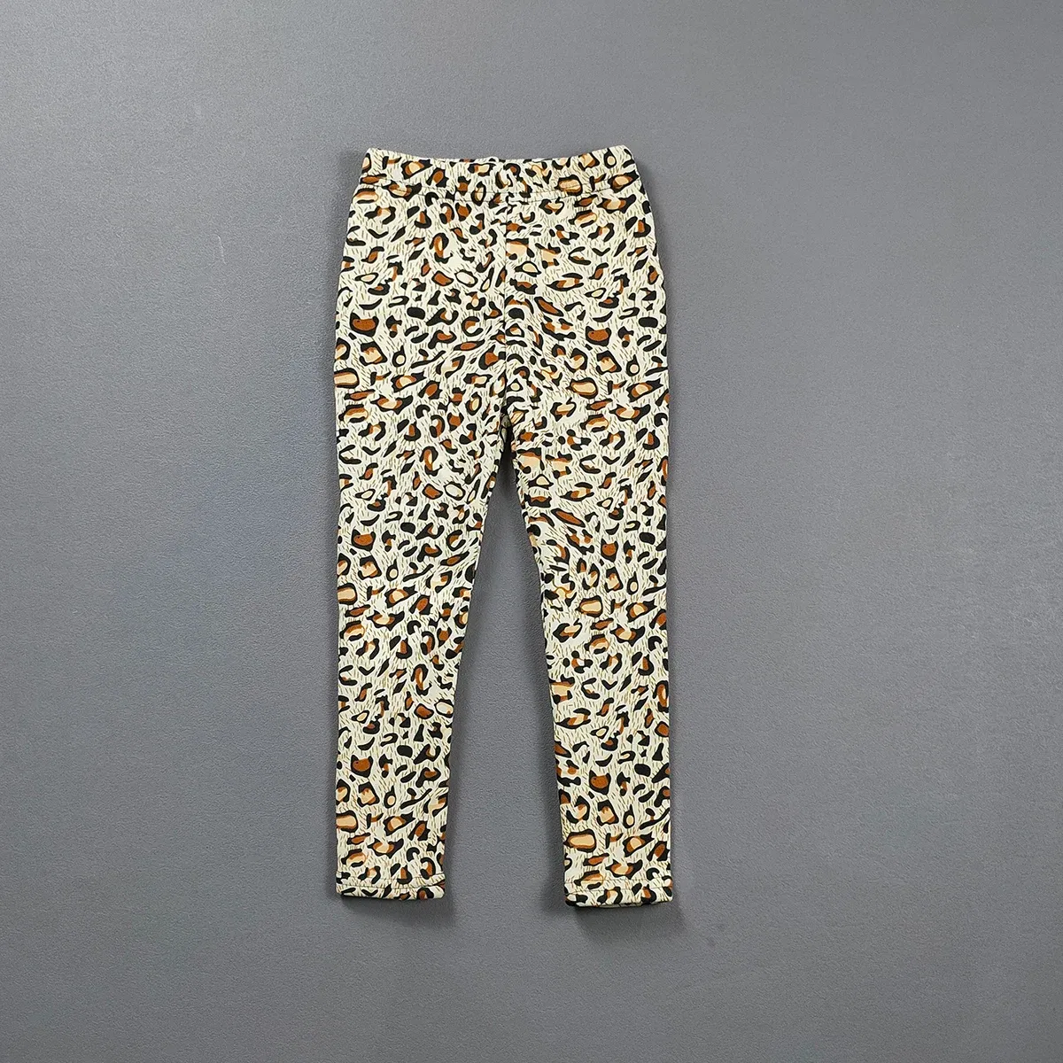Color: Pink, Kid Size: 4T - 2-11Y Girls' Pants Autumn and Winter Slim Fit Warm Bottom Pants Thickened Velvet Printed Children's Pants Baby Casual Pants