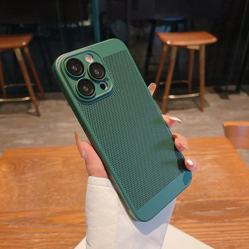 Color: Khaki, Compatible-Phone Models: For iPhone 15, Ships From: CHINA - Breathable Heat Dissipation Cooling Case For iPhone 16 Pro Max 15 14 13 12 11 PC Hard Back Cover
