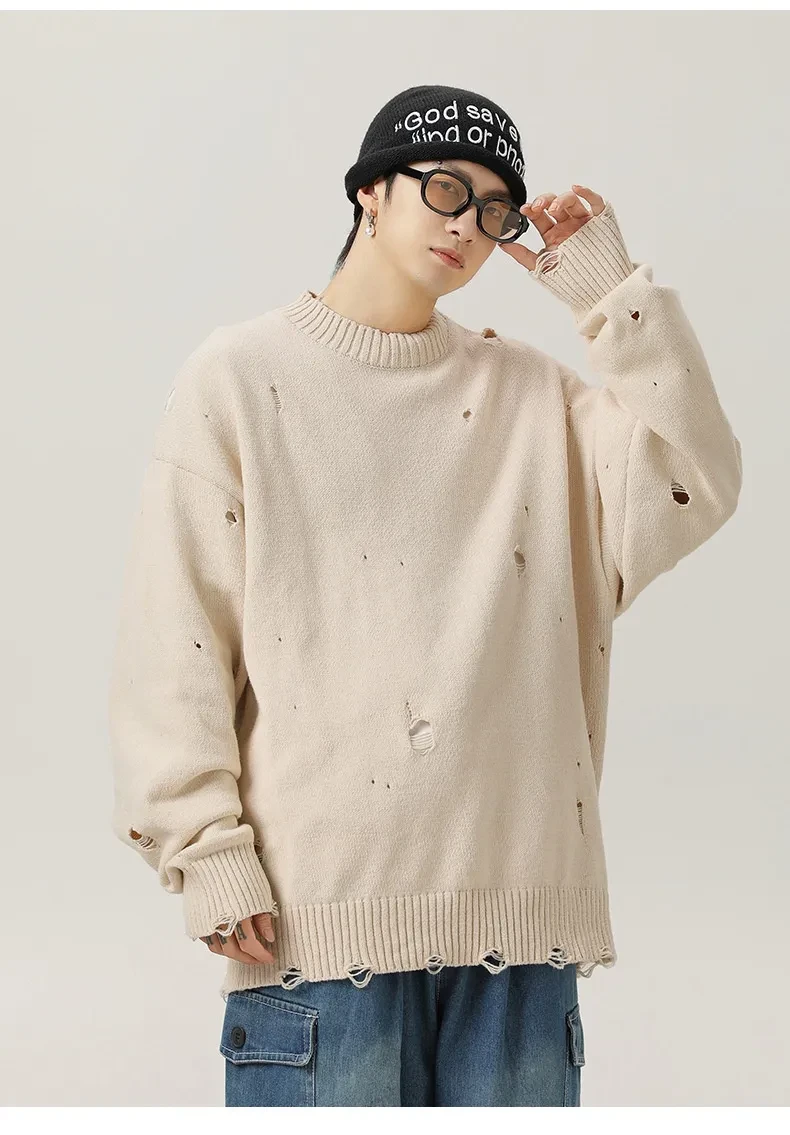 Irregular Hollow-out Ripped Chenille Velvet Sweater