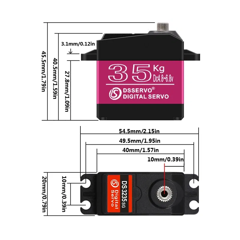 Color: Brown - 4X Waterproof Servo 20Kg 25Kg 30Kg 35Kg 40Kg High Speed servo Pro Metal Gear Digital Servo Baja Servo For 1/8 1/10 Scale RC Cars