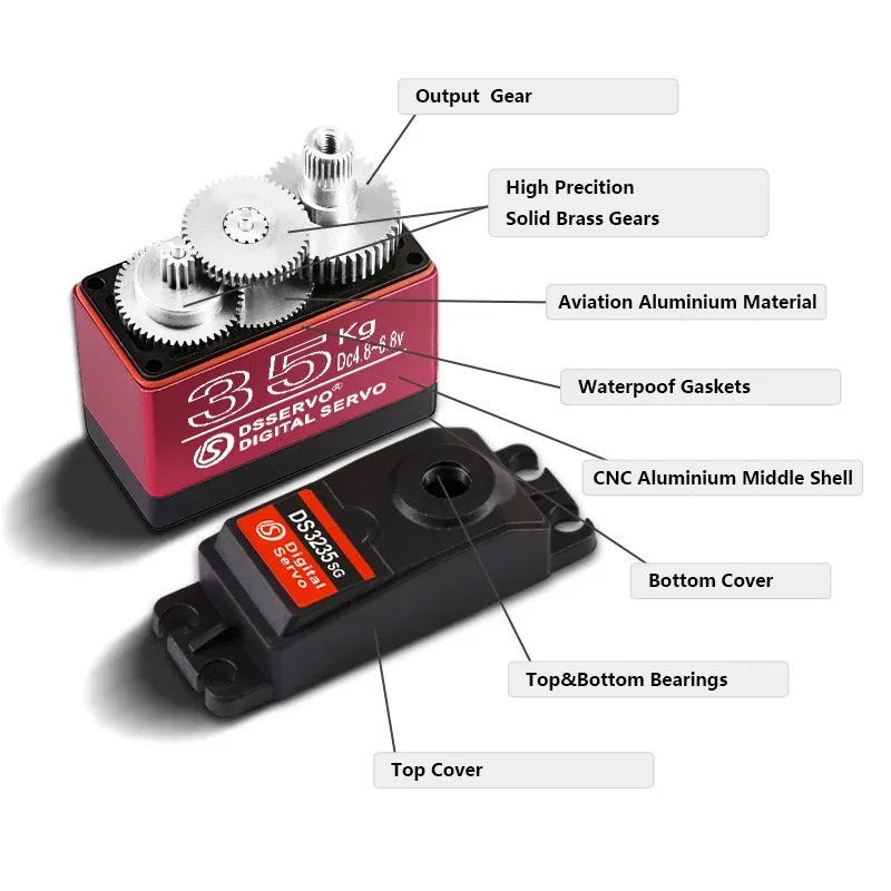 Color: Brown - 4X Waterproof Servo 20Kg 25Kg 30Kg 35Kg 40Kg High Speed servo Pro Metal Gear Digital Servo Baja Servo For 1/8 1/10 Scale RC Cars