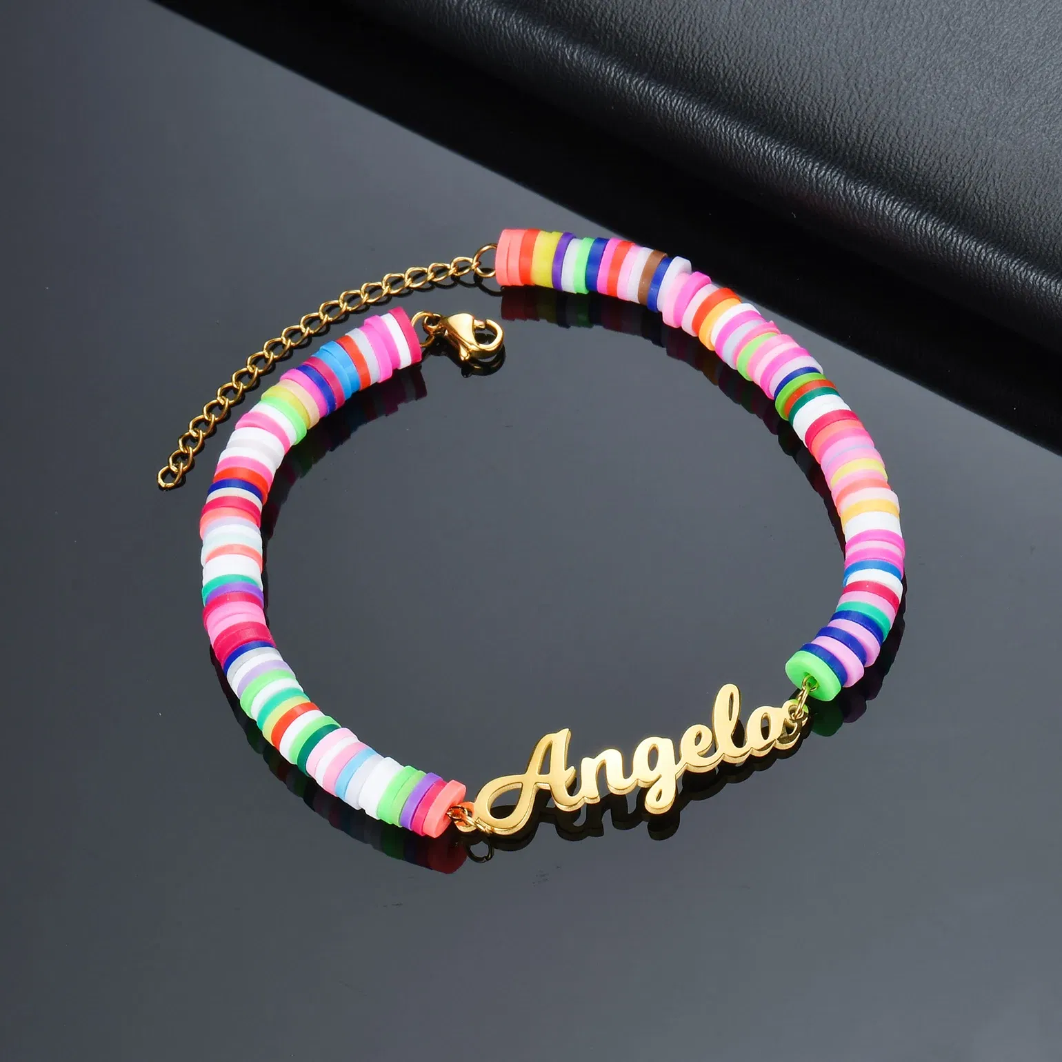 Metal Color: pink, Length: 21cm, Main Stone Color: Gold - Atoztide Personalized Custom Name Bracelet for Women Men Stainless Steel 10mm Cuban Chain Nameplate Handmade Bangle Jewelry Gift