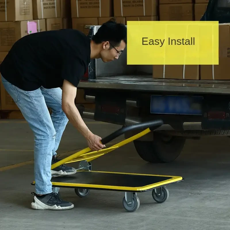 Versatile Steel Hand Truck with Rubber Wheels - Ideal for Material Handling, Logistics & Display Stalls