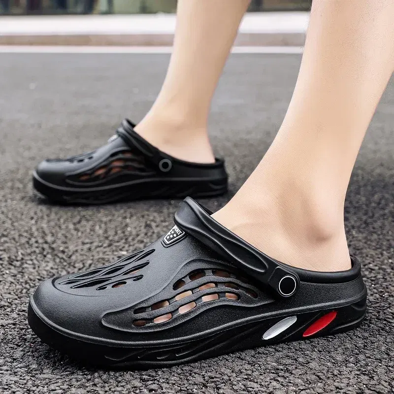 Color: GRAY, Shoe Size: 40 - Plus Size 47 48 49 Men Summer Clogs Sandals EVA Slippers Men and Women Garden Shoes Beach Sandals Couple's Outdoor House Slides