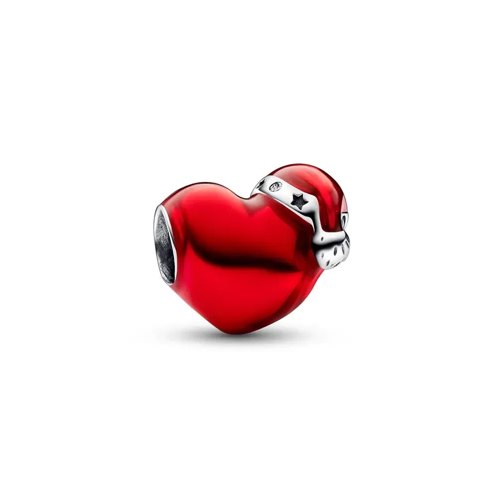 Gem Color: Red - Pure Silver 925 Christmas Charm Fit DIY Pandora Bracelet Christmas Gift