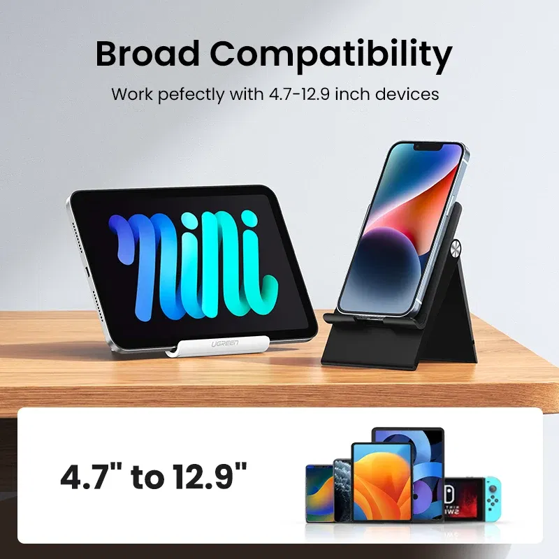 Color: black - UGREEN Phone Stand Holder Desk Cell Phone Dock Stand for iPhone 16 15 14 Pro Max Adjustable Foldable Mobile Phone Holder Stand