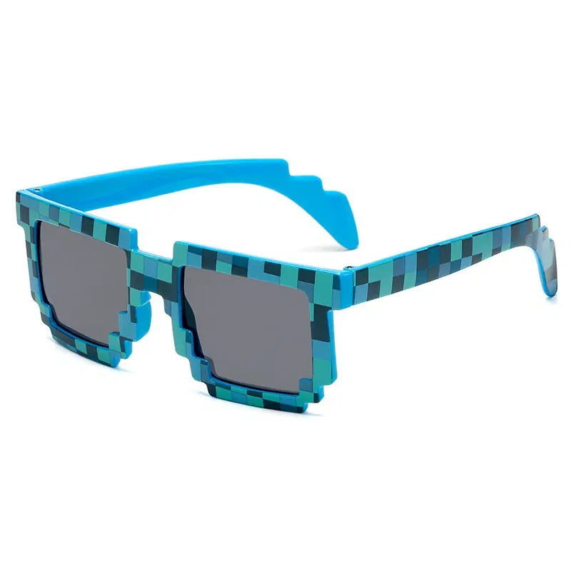 Lenses Color: green - 2021 New fashion Sun Glasses Hot Sale Sunglasses Creeper Glasses Novelty Mosaic Funny Goggles Boys Girls Pixel Eyewear