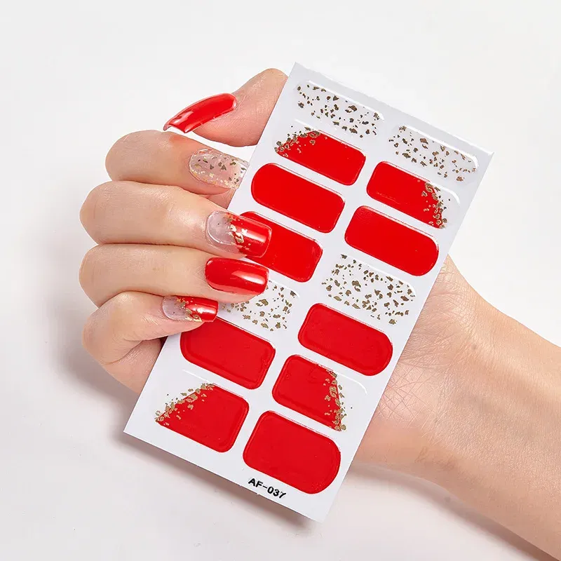 Color: apple green - Nail Polish Stickers Nail Wraps DIY Self Adhesive Nail Sticker Nail Accesoires Designer Nail Decals Full Cover Nail Stickers