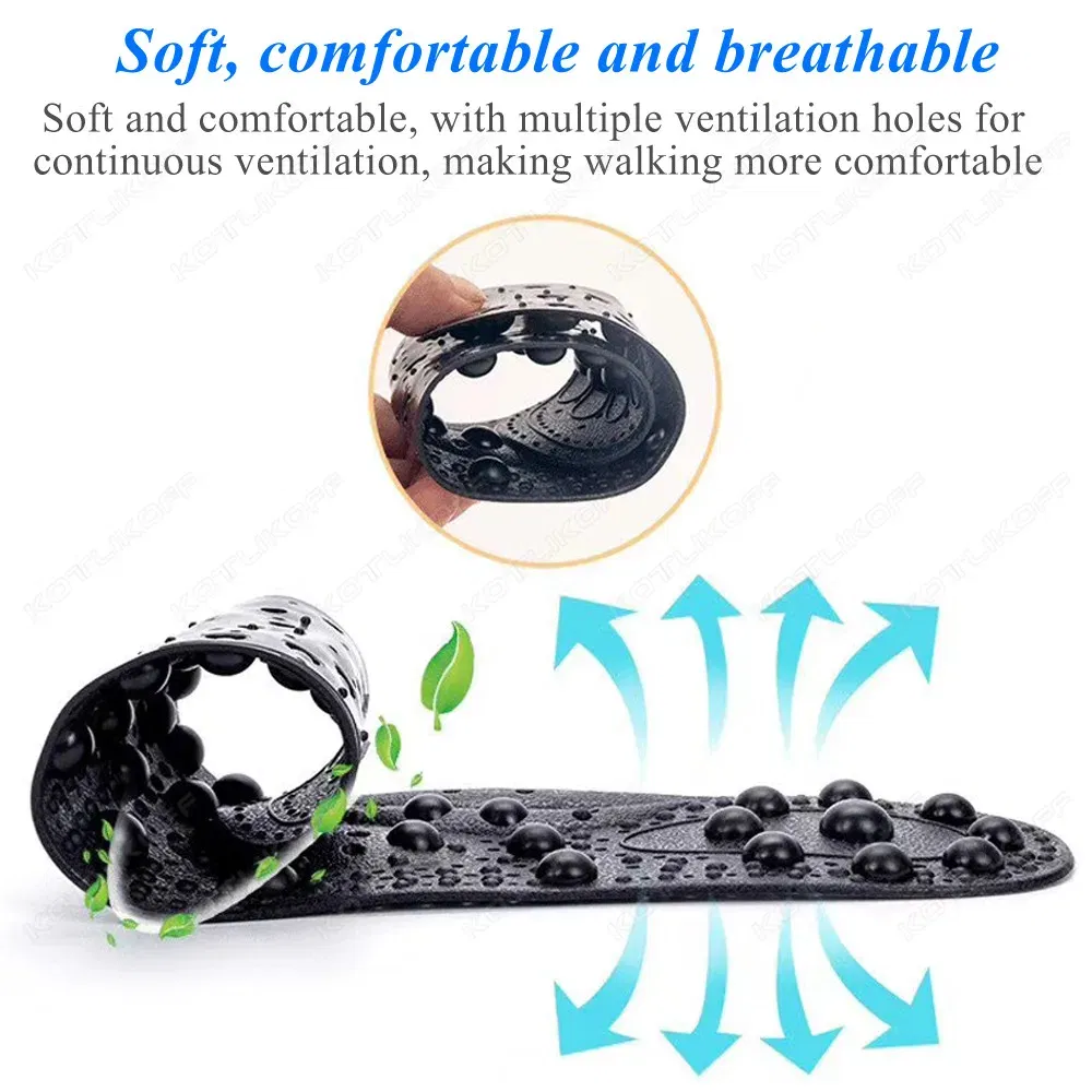 Color: Gold, Shoe Size: 0.5 - Magnetic Therapy Massage Insoles For Shoes Foot Acupressure Enhanced Magnetic Insole Point Therapy Feet Body Detox Insert Pads