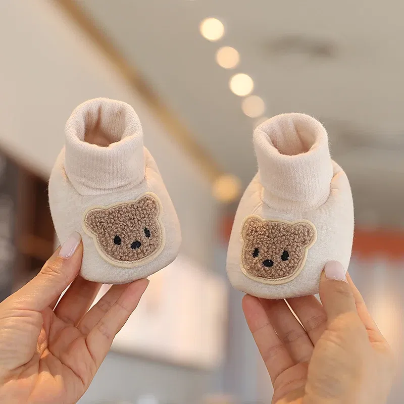 Color: Dark Grey, Baby Age: 0-6 Months - Winter New Cute Cartoon Baby Booties Boy Girl Boots Cotton Soft-Sole Non-Slip Warm Toddler First Walkers Infant Crib Shoes