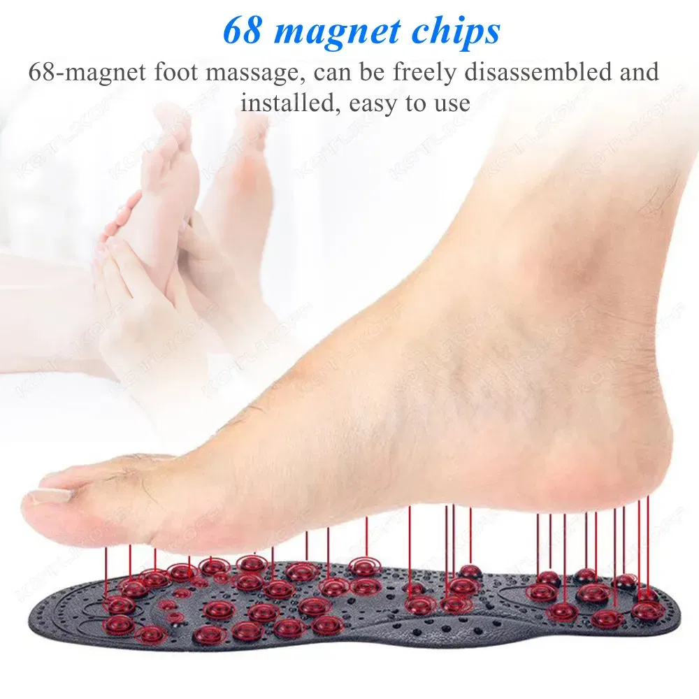 Color: Pink, Shoe Size: 0.5 - Magnetic Therapy Massage Insoles For Shoes Foot Acupressure Enhanced Magnetic Insole Point Therapy Feet Body Detox Insert Pads