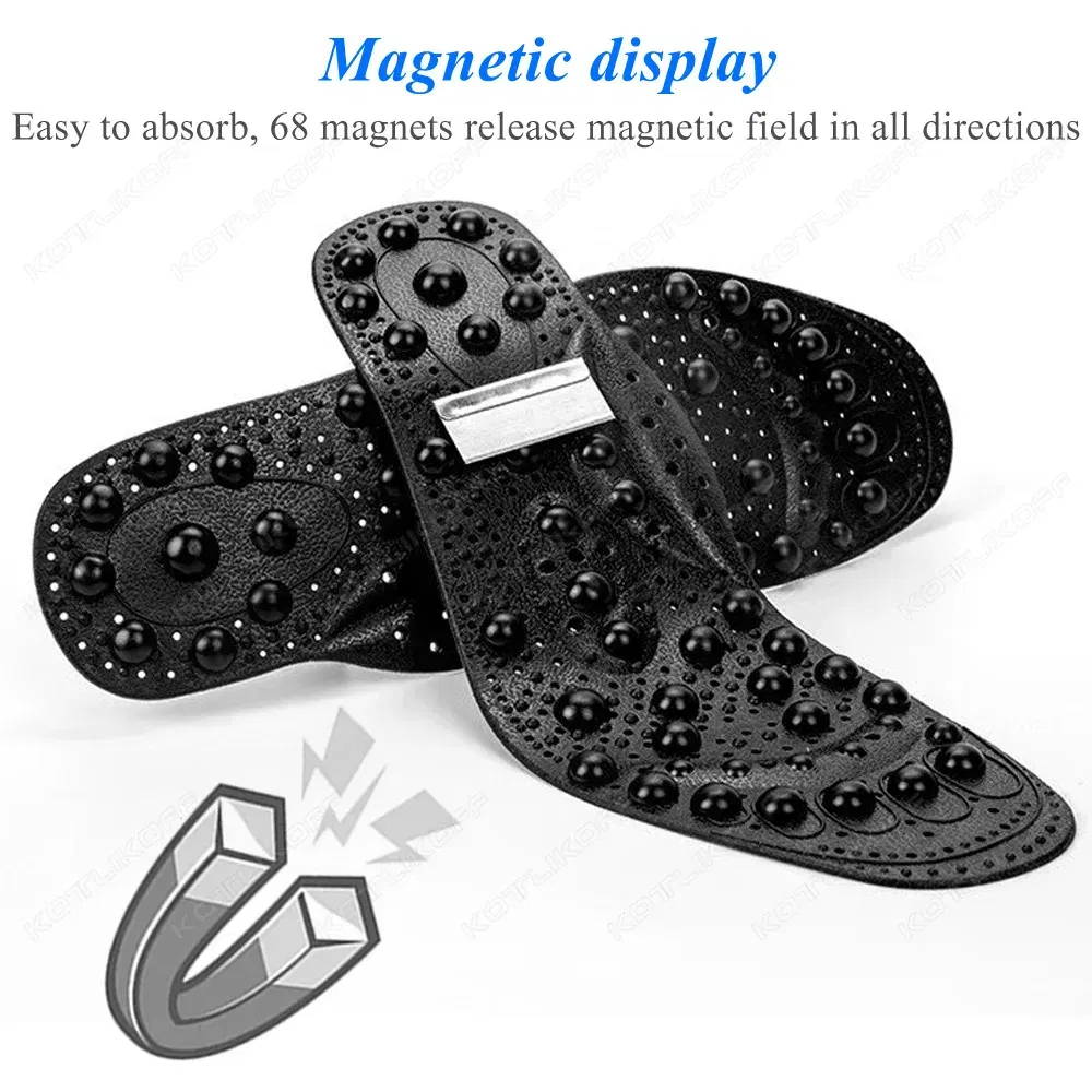 Color: Pink, Shoe Size: 0.5 - Magnetic Therapy Massage Insoles For Shoes Foot Acupressure Enhanced Magnetic Insole Point Therapy Feet Body Detox Insert Pads