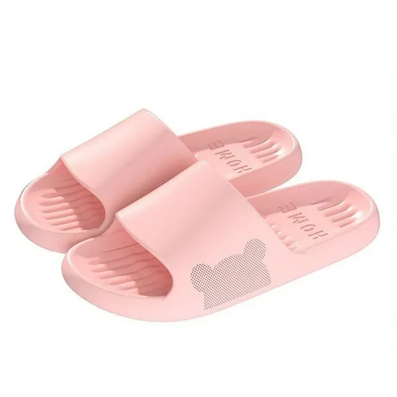 Color: Pink, Shoe Size: 36 - Soft Slippers Couples Home Outdoor Slipper Summer Women Bedroom Thick Bottom Shoes Beach Sandals Men Flip Flops Shower Shoes