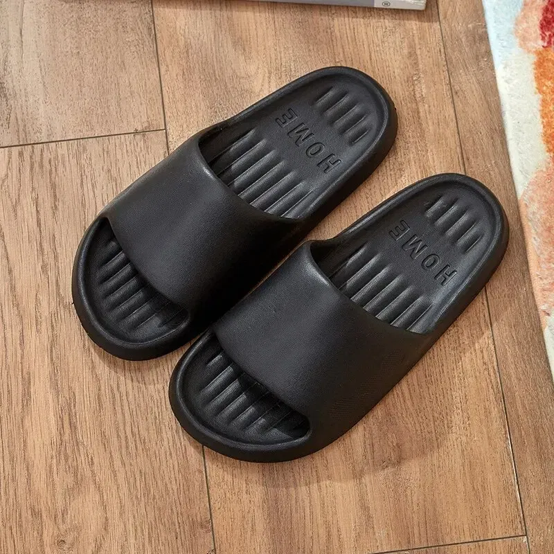 Color: Pink, Shoe Size: 36 - Soft Slippers Couples Home Outdoor Slipper Summer Women Bedroom Thick Bottom Shoes Beach Sandals Men Flip Flops Shower Shoes
