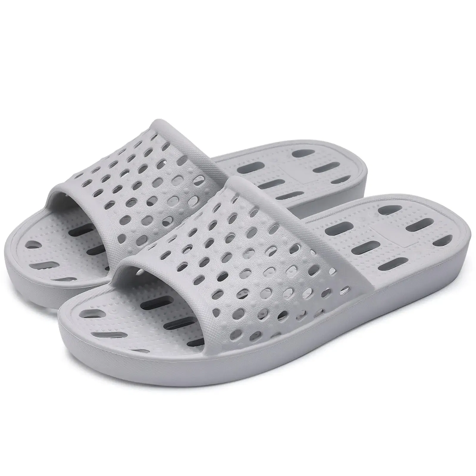 Color: Olivine, Shoe Size: 41 - Pallene Summer New Shower Shoes For Women Quick Dry Pool Sandals With Drain Holes Bathroom Slides Lightweight EVA Home Slippers
