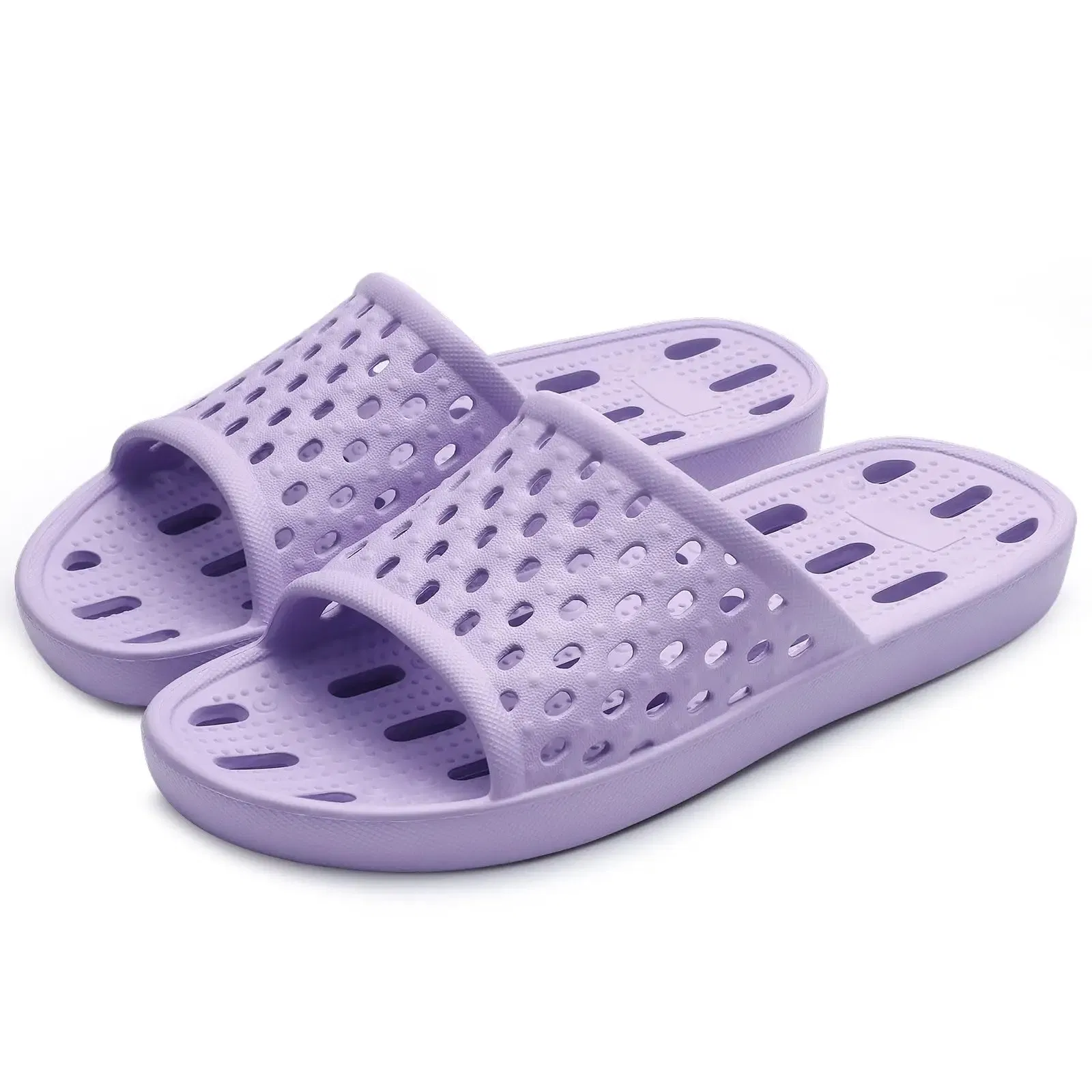 Color: Olivine, Shoe Size: 41 - Pallene Summer New Shower Shoes For Women Quick Dry Pool Sandals With Drain Holes Bathroom Slides Lightweight EVA Home Slippers