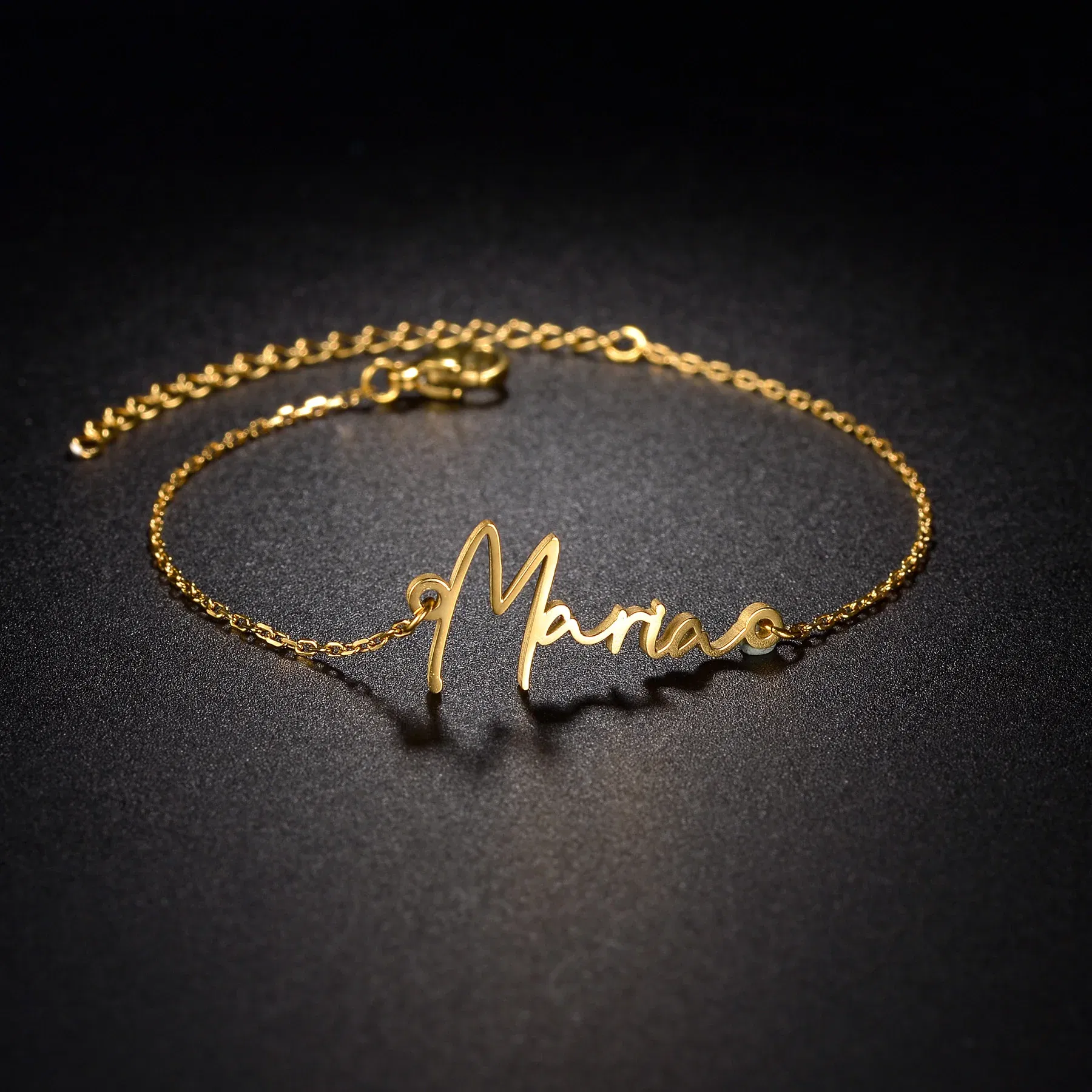 Metal Color: Blue Zinc Plated, Length: 18cm, Main Stone Color: Gold - Atoztide Personalized Custom Name Bracelet for Women Men Stainless Steel 10mm Cuban Chain Nameplate Handmade Bangle Jewelry Gift