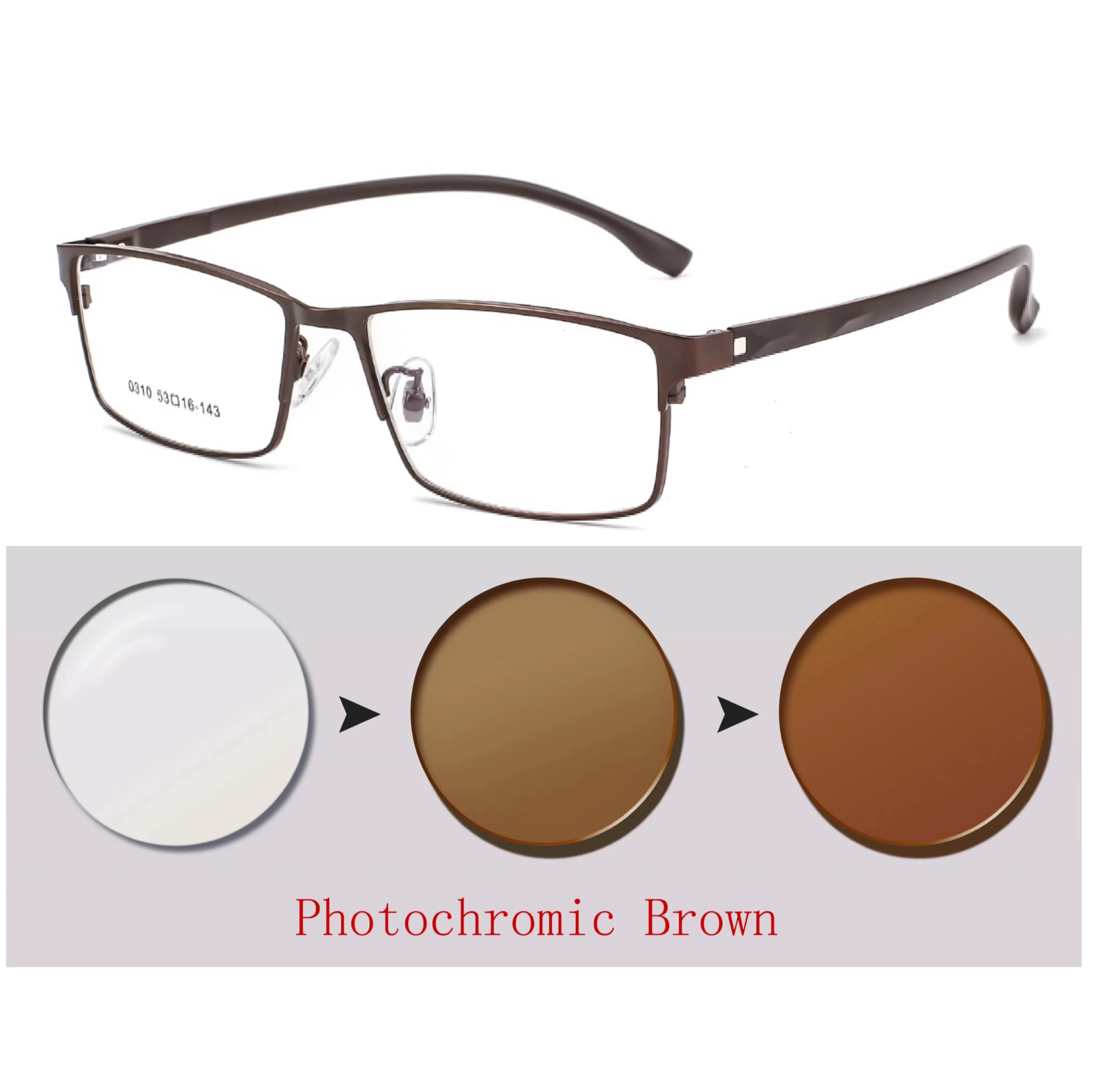 Frame Color: Red, Ships From: CHINA, Eye Prescription: +500 - New Finished Myopia Sun Photochromic Glasses Fashion Chameleon Gray Lens Metal Legs With Degrees Sunglasses -1 -1.5 -2.0 -2.5 -3
