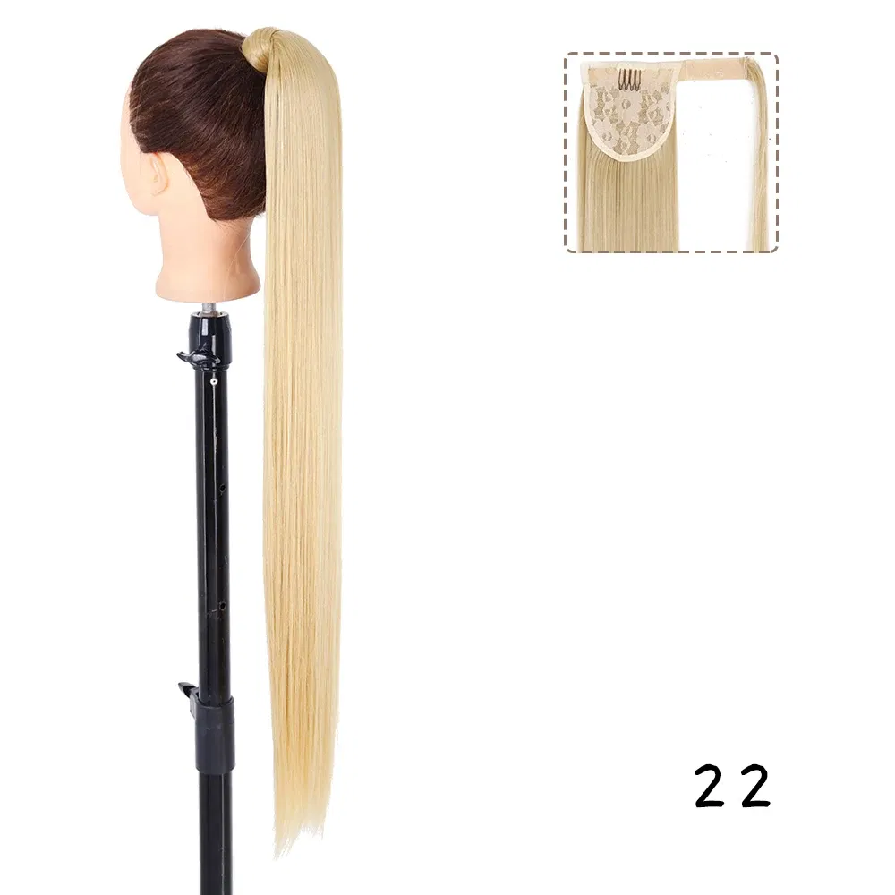 Color: P1B/27, Stretched Length: 22inches - AZQUEEN Straight Synthetic Hairpiece With Ponytail 85cm Super Long Wrap Around Clip In Hair Extensions Pony Tail For Daily Wear