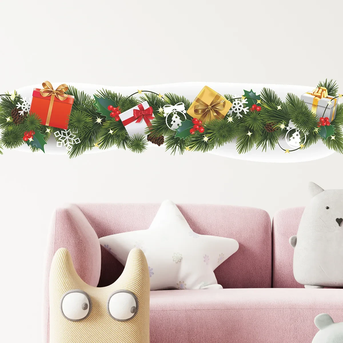 Christmas Waist Line Pine Branch Decoration Sticker