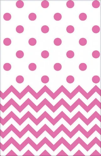 Chevron Plastic Tablecover - Bright Pink
