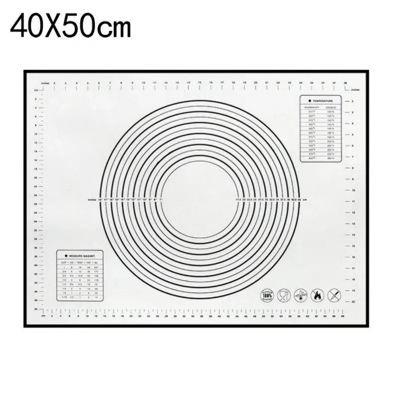 Color: Burgundy, Size: L - Large Size Silicone Kneading Pad Non-Stick Surface Rolling Dough Mat With Scale Kitchen Cooking Pastry Sheet Oven Liner Bakeware