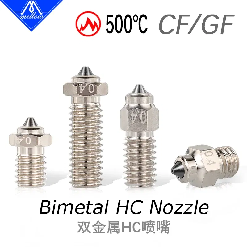Color: green, Size: 0.4mm - Mellow DLC Hardened Steel & Copper Wear Resistant Bimetal HC Nozzle For V6 / Volcano /Mk8 Hotend Neptune4 K1 Nozzle 3D Printer