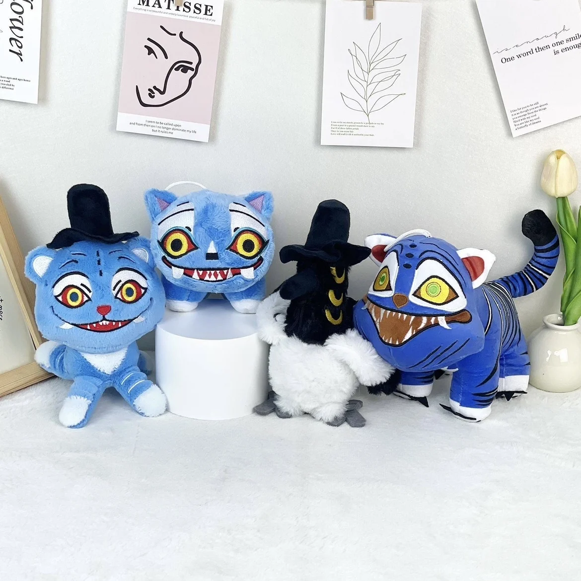 Color: CRIMSON - TreasuringU New hot Kpop Demon Plush Toys Game Hunters Tiger Stuffed Toy Doll Blue Tiger Animals Plushie Birthday Gifts