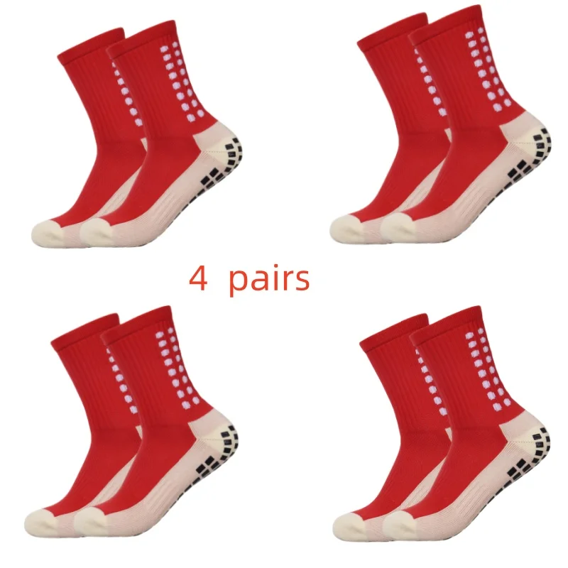 Color: Ivory - 4 pairs of men's soccer socks non-slip grip pad football basketball socks