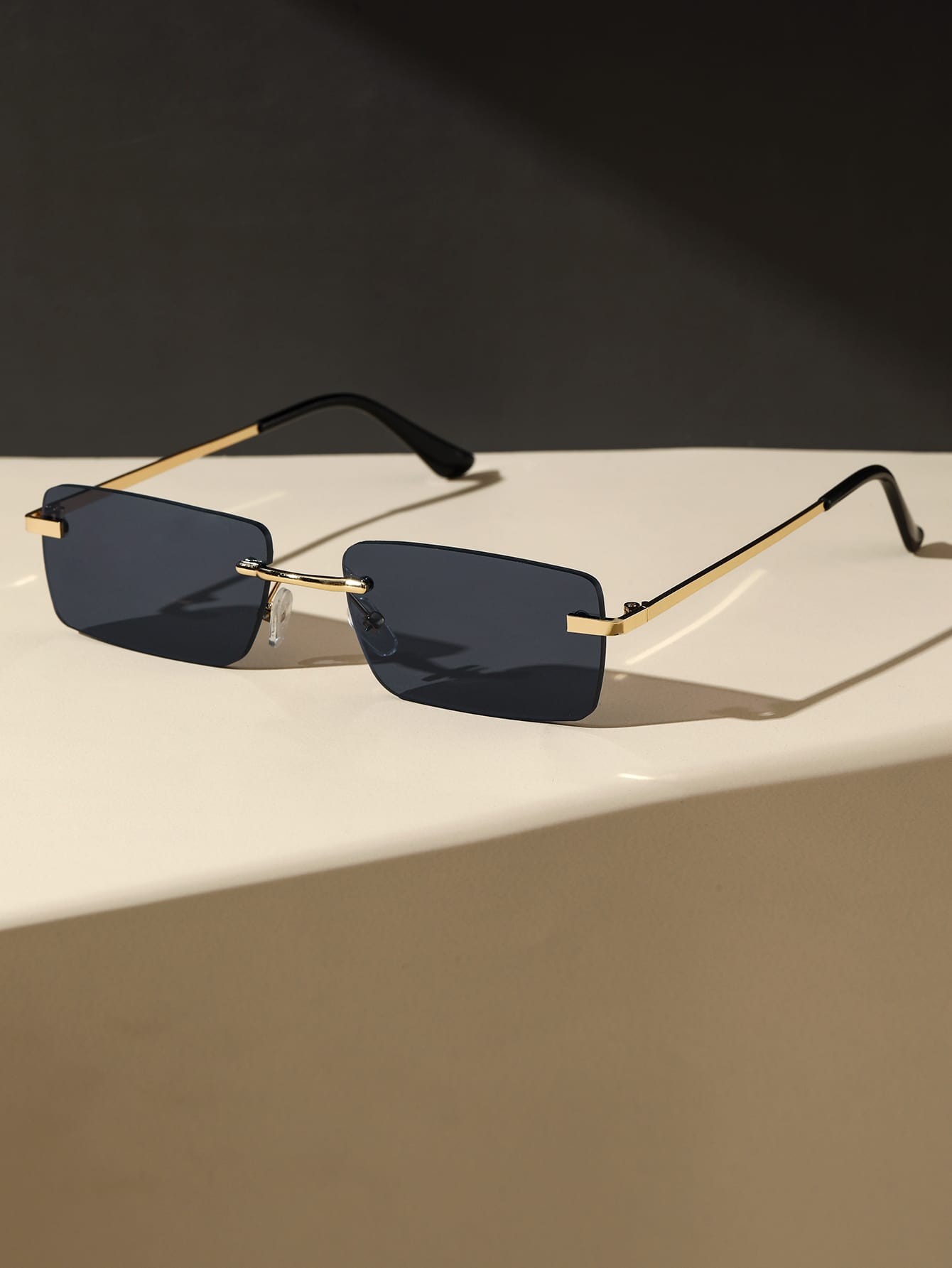 Unisex Metal Square Frame Rimless Sunglasses