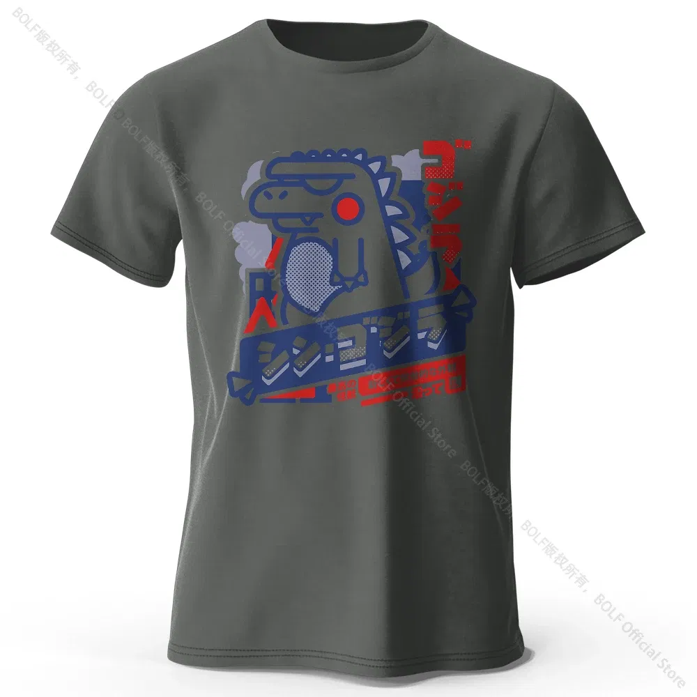 Color: Dark Grey, Size: XL - Harajuku Kawaii Animal Printed 100% Cotton T-Shirt, Lightweight Round Neck Short Sleeve Tee, Unisex Casual Wear