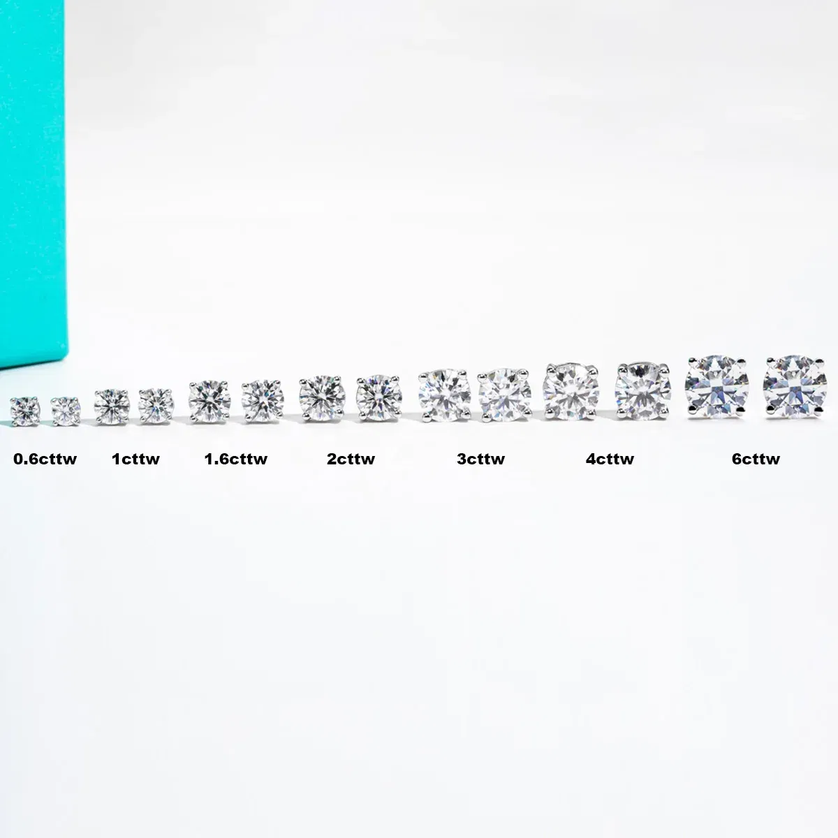 Gem Color: silver, Ships From: CHINA - AnuJewel 10k Gold 4/3/2/1.6/1/0.6ct Moissanite Stud Earrings For Women Real 10K Gold Post Anti-allergy Men Earrings Jewelry