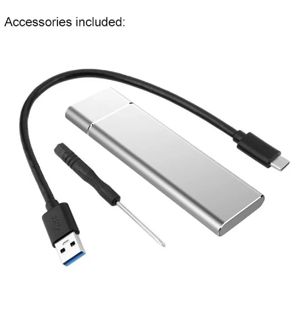Color: grey - Aluminum Alloy M.2 HDD Enclosure Case Hard Drive Box B-KEY External Hard Drive Box USB C Interface Support SATA & NVME Protocol