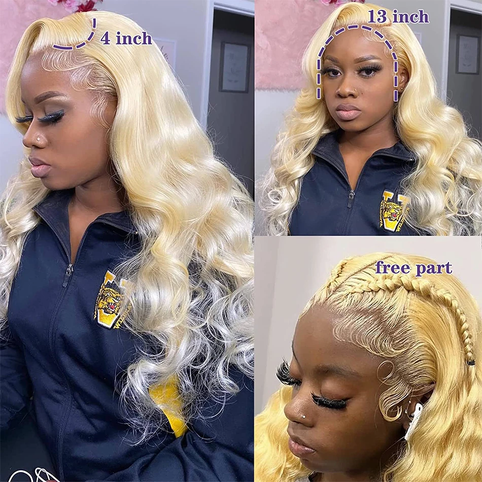 Color: Orange, Stretched Length: 36inches, Density: 210%, Ships From: CHINA - 613 Blonde Lace Front Wig Human Hair Body Wave 13X6 Hd Lace Frontal Wig 13X4 Lace Front Human Hair Wig Hd Lace Wig For Women