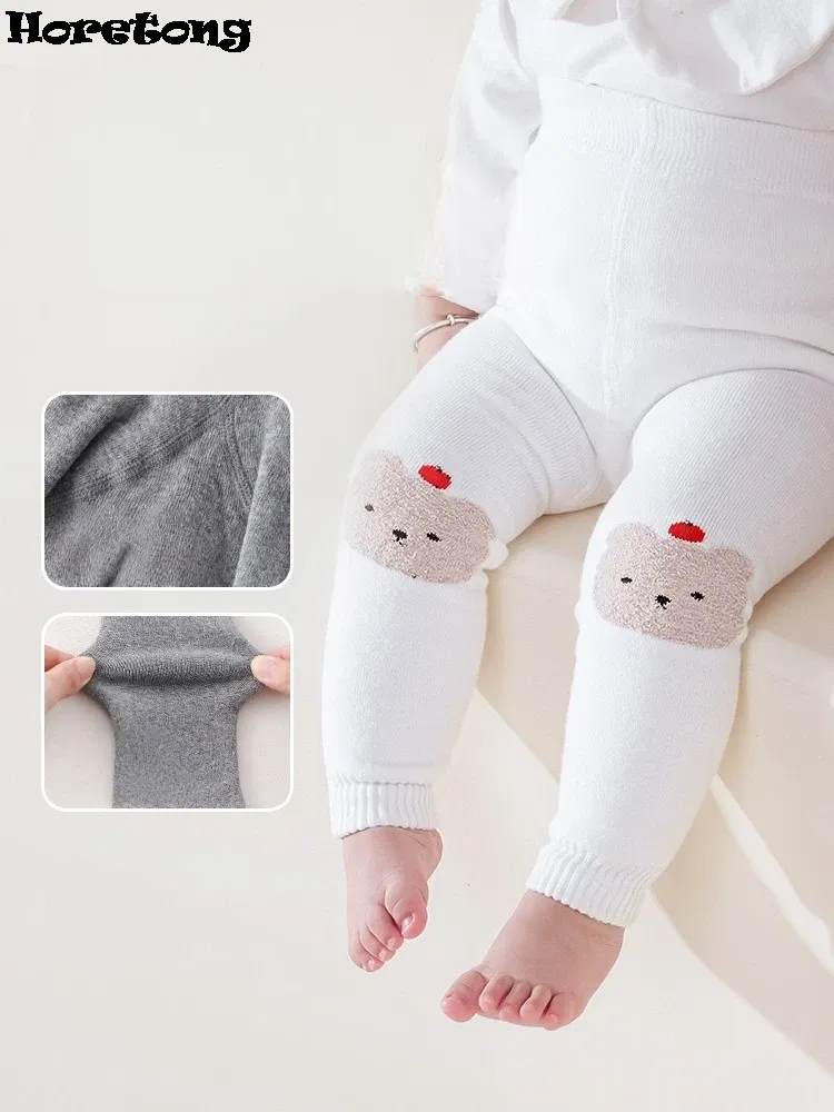 Color: Blue, Kid Size: 3M - Autumn Winter Thickened Baby Pantyhose A-class Girl Stocking Infant Toddler Knit Tights Cute Print High Waist Overall Legging