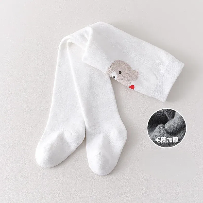 Color: Blue, Kid Size: 3M - Autumn Winter Thickened Baby Pantyhose A-class Girl Stocking Infant Toddler Knit Tights Cute Print High Waist Overall Legging