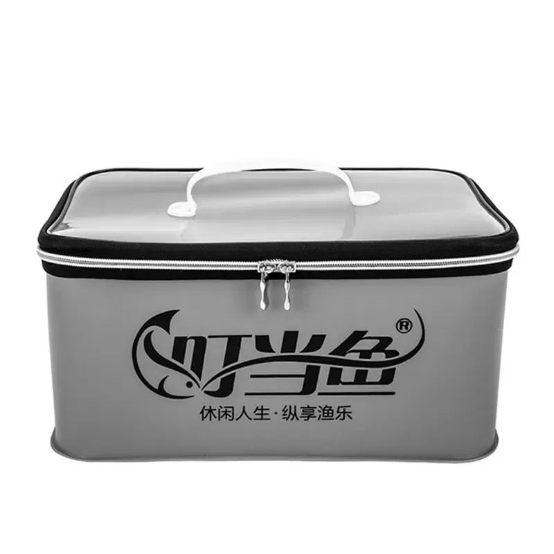 Color: Burgundy - Multifunction EVA Fishing Bag Box Folding Live Fish Bucket 4L 6L 10L 14L Water Container Bags Fishing Tackle Tools Storage Case