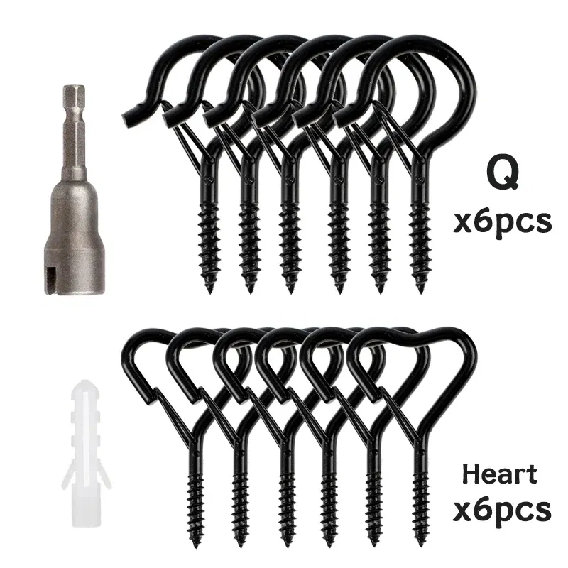 Color: WHITE - 12/20PCS Q-Hanger Screw Black Hooks Ceiling Hooks with Safety Buckle for Plant and Christmas Outdoor String Lights Hooks